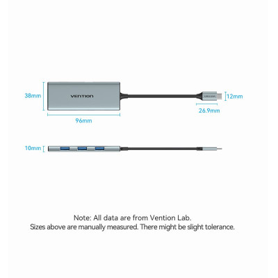 Концентратор Vention USB 3.1 Type-C to HDMI/USB 3.0x3/SD/TF/PD 100W 7-in-1 (TOPHB) Вінниця - фото 7