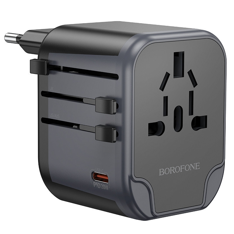Мережевий зарядний пристрій BOROFONE BAC13 Leader 3-port PD20W(1C2A) universal conversion charger Black Одеса - фото 4