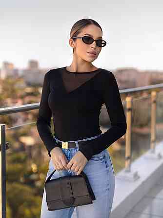 Жіноча кофтинка з декольте сітка "Annabel" | Норма і батал Чорний, 54-56 Київ