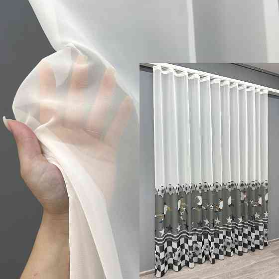 Тюль VR-Textil 1823т Шифон с принтом Молочный с серым 300х270 см (42-0799) Киев