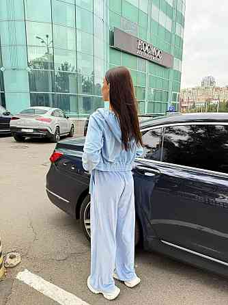 Жіночий стильний костюм-двійка: худі на блискавці та штани турецький велюр Блакитний Одеса