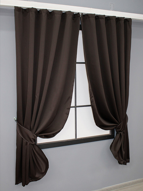 Комплект коротких штор VR-Textil Блэкаут Midnight № 1678ш Венге 140х170 см 2 шт (35-0325) Киев - изображение 2