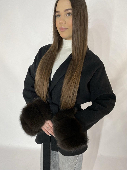 Стильне жіноче пальто з хутром Чорний, 3XL-4XL Харків - фото 4