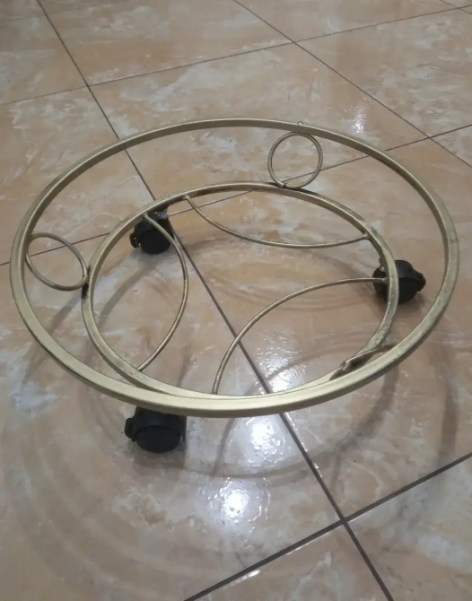 Подставка кованая для цветов на колесах на 1 вазон большая, стойка под цветы, вазон Киев - изображение 1