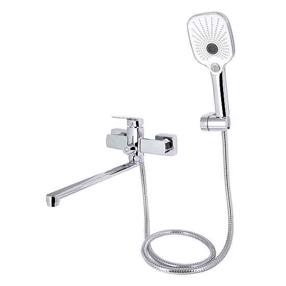 Змішувач для ванни Qtap Tern з довгим поворотним виливом (з душовим гарнітуром) QTTER260CRM47587 Chrome Київ