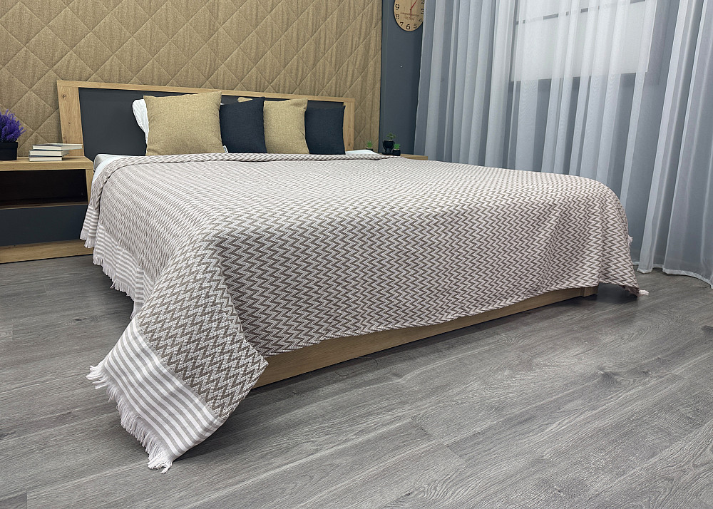 Покривало Dakota Fringe ЄВРО 200х230 см колір сірий з білим (85-196) Київ - фото 4