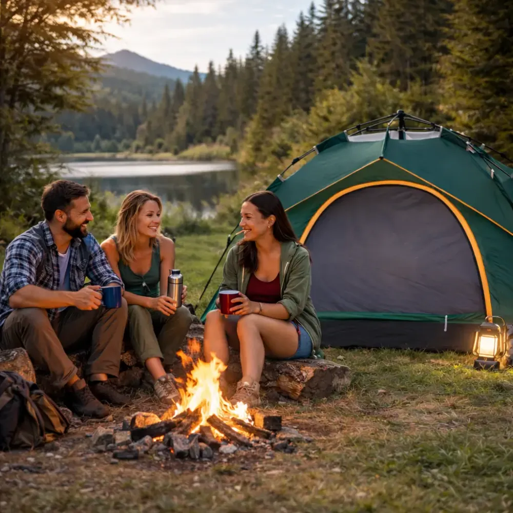 Палатка трехместная для кемпинга и туризма трехместная с автоматическим каркасом 210х150х125 Коломия - фото 1
