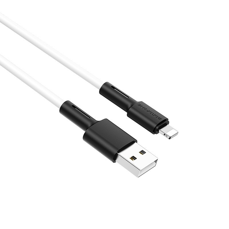Кабель BOROFONE BX31 USB - Lightning 2.4A, 1m, силіконовий, TPE конектори, колір білий BX31LW Одеса - фото 1