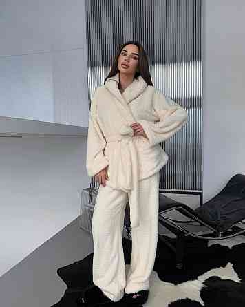 Женская теплая повседневная плюшевая пижама двухсторонняя махра Одесса