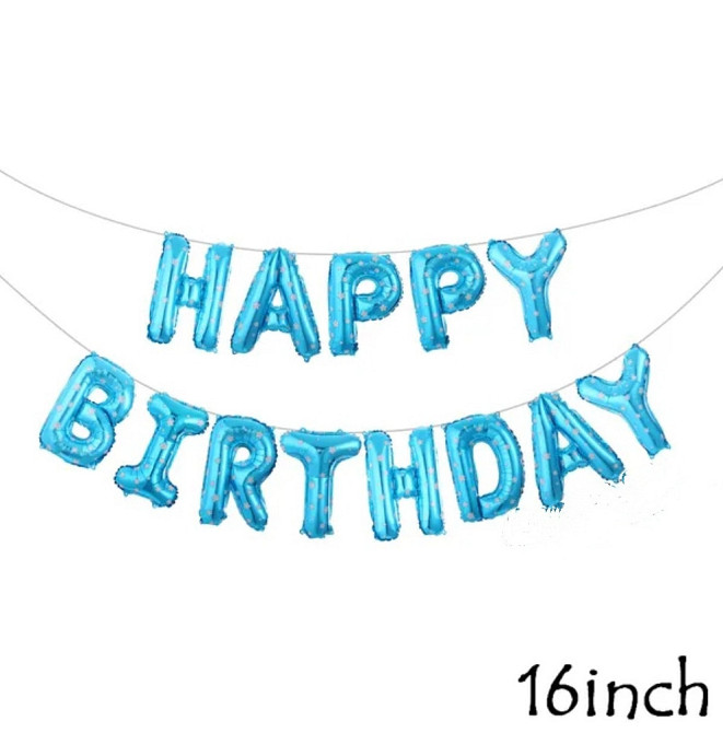 Фольгированные надувные шары буквы гирлянда Happy Birthday голубая высота 40 см Киев - изображение 1