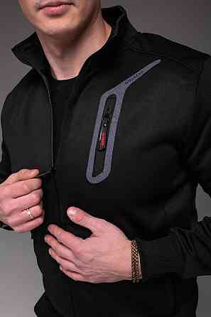Чоловічий спортивний костюм чорного кольору з кишенями, блискавкою та прямими штанами Львів