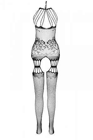Бодістокінг з безліччю бретелей Passion BS095 One Size, white, імітація пояса та панчіх, з доступом Sex Aura Київ