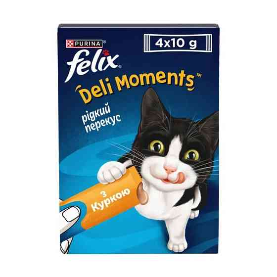 Ласощі для котів Фелікс Felix Deli Moments крем снеки зі смаком курки 4 шт х 10 г Вінниця