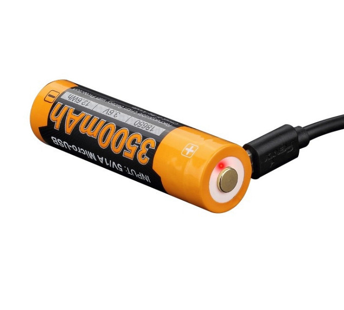 Аккумулятор 18650 Fenix 3500mAh Li-Ion с micro-usb зарядкой (Черно-желтый) Винница - изображение 7