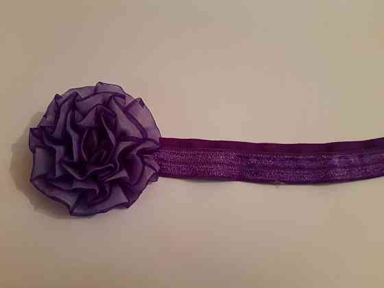 Дитяча пов'язка фіолетова - розмір універсальний (на резинці), квітка 7см Київ