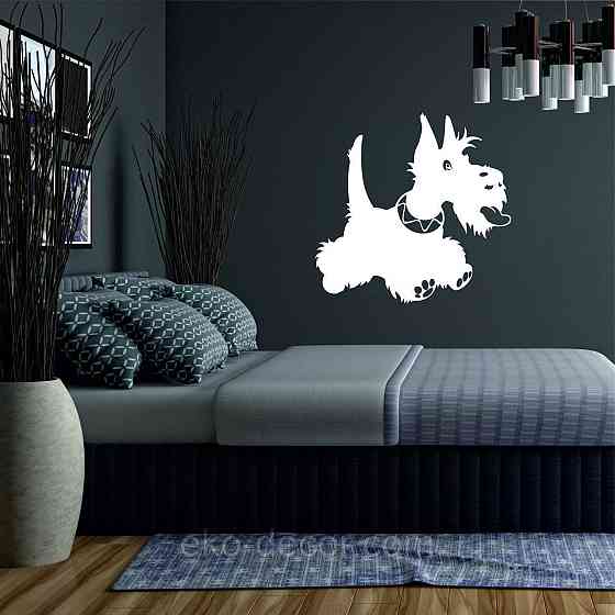 Декоративне настінне Панно «Шотланський тер'єр», Декор на стіну 90*90 см, Білий Київ