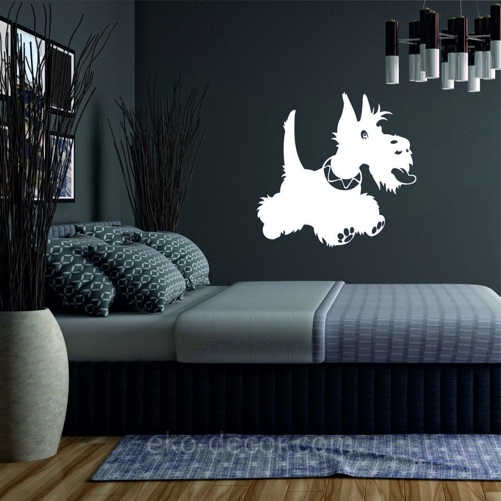 Декоративне настінне Панно «Шотланський тер'єр», Декор на стіну 90*90 см, Білий Київ - фото 2