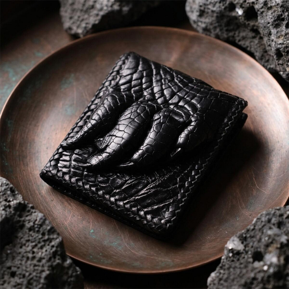 Портмоне CROCODILE LEATHER 18004 из натуральной кожи крокодила Черное Киев - изображение 14