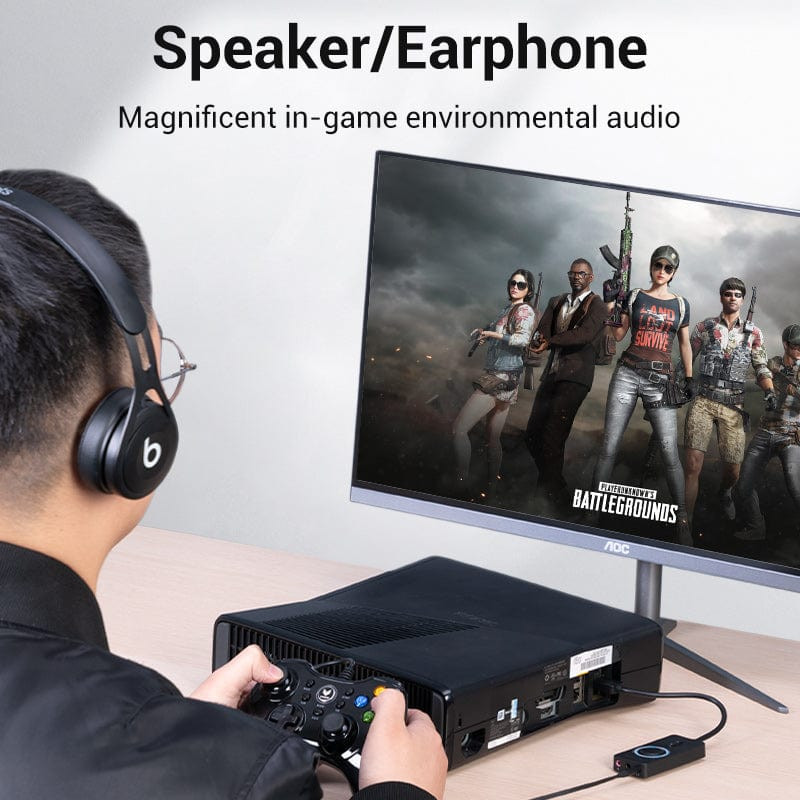 Звукова карта USB AUX jack, 3*TRS (Mic + Ear) 0.15m Volume Control чорна Винница - изображение 4