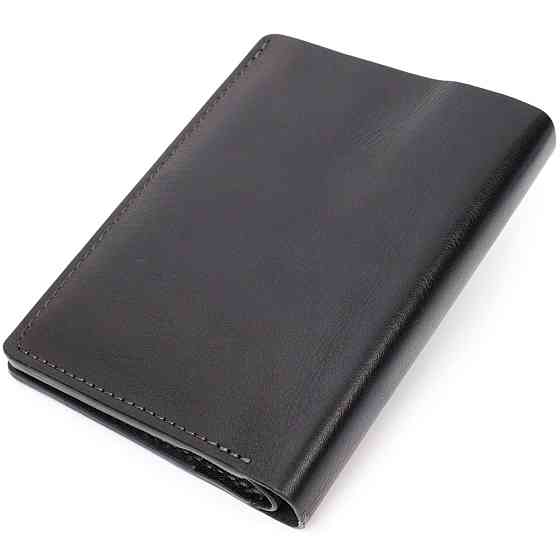 Стильне шкіряне портмоне з утримувачем для Apple AirTag Чорний (GRANDE PELLE) Київ