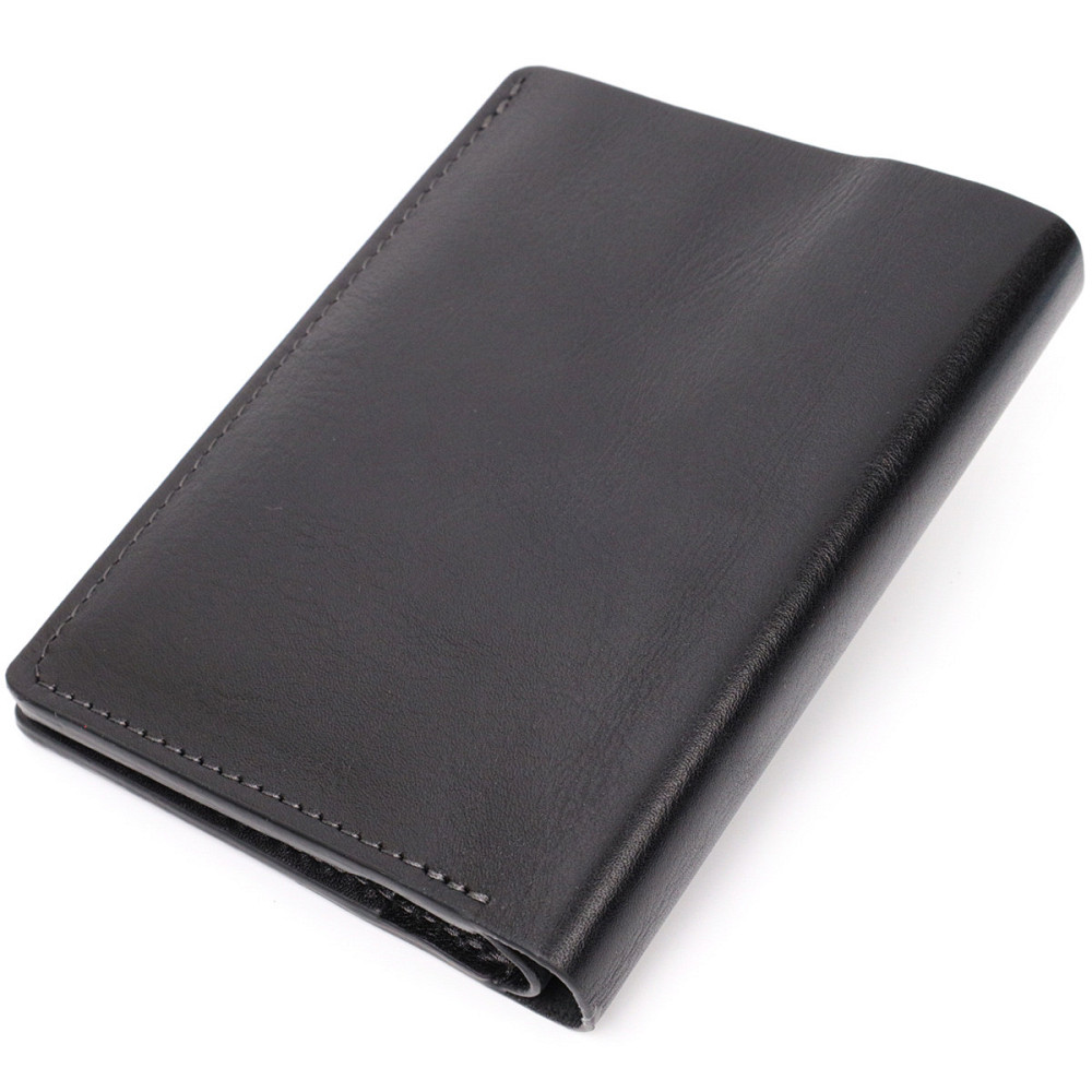 Стильне шкіряне портмоне з утримувачем для Apple AirTag Чорний (GRANDE PELLE) Київ - фото 6