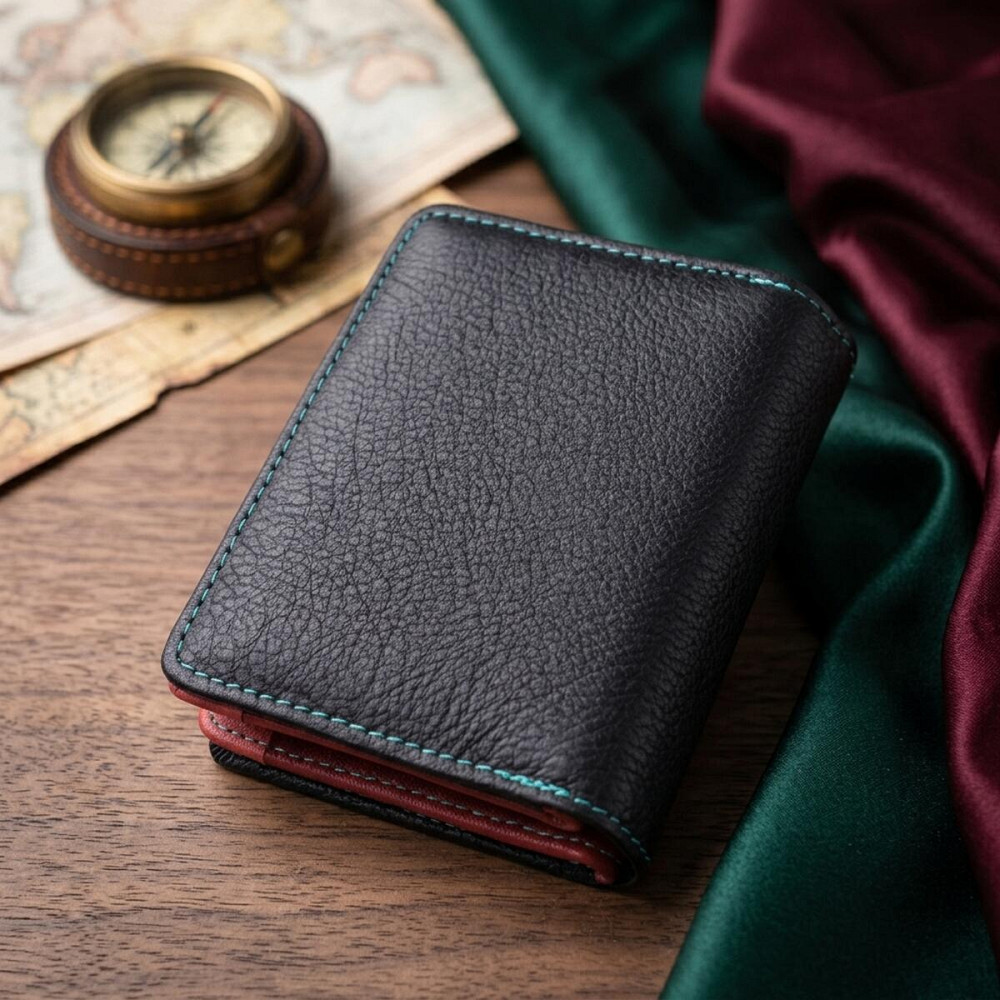 Вертикальний невеликий жіночий гаманець із натуральної шкіри ST Leather 19436 Чорний Київ - фото 13