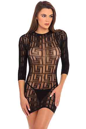 Платье Rene Rofe Lingerie, с геометрическим узором, черное, S/M Sex Aura Киев