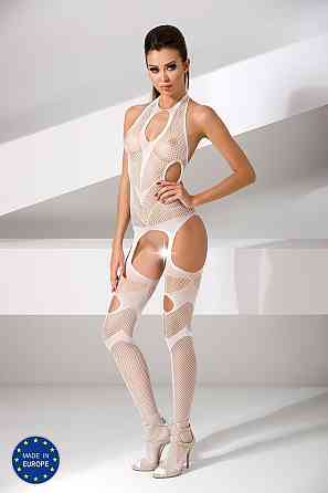 Бодистокинг Passion BS053 white, комбинезон, имитация чулок и пояса Sex Aura Киев