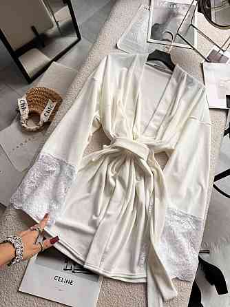 Жіночий стильний романтичний велюровий халат + мереживо Одеса