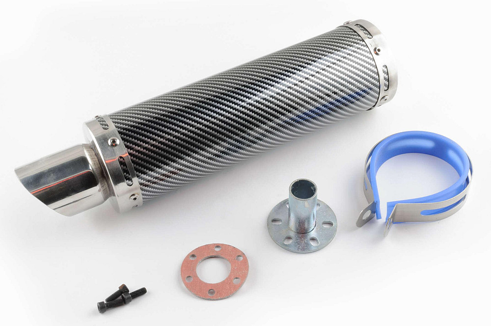 Глушник (тюнінг) 300 * 88mm, кріп. Ø48mm (нержавіюча сталь, карбон сірий, прямоток, mod:1) Київ - фото 1