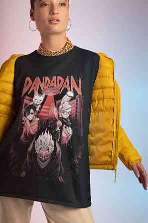 Футболка з аніме принтом Дандадан Окарун Окарун Момо оверсайз (S/M/L) Чорний AnimeJ1088 Дніпро