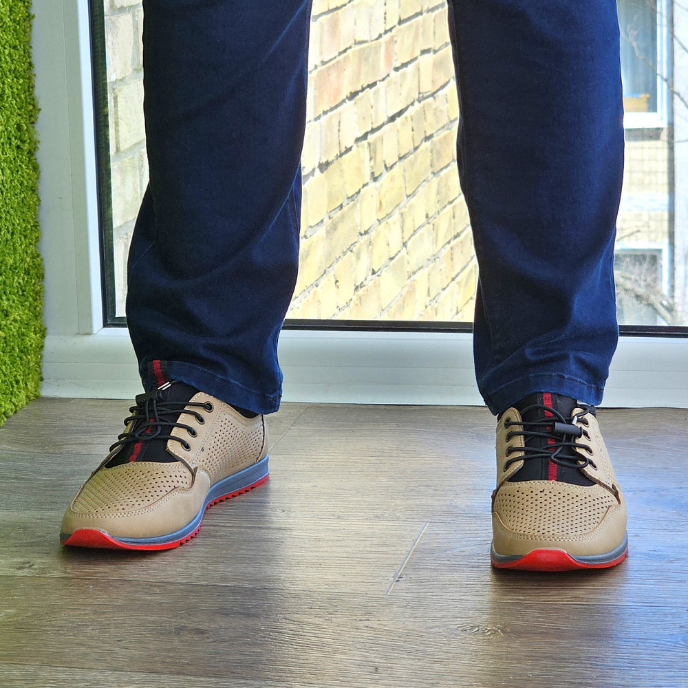 Чоловічі мокасини Літні Бежеві Кросівки Сіточка Коричневі Світлі (розміри: 40,41,42,43,44,45) - 218-3 Дніпро - фото 8