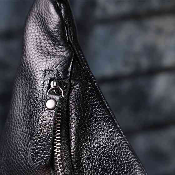 Отменная сумка бананка из зернистой натуральной кожи Shvigel 23145 Черный Киев