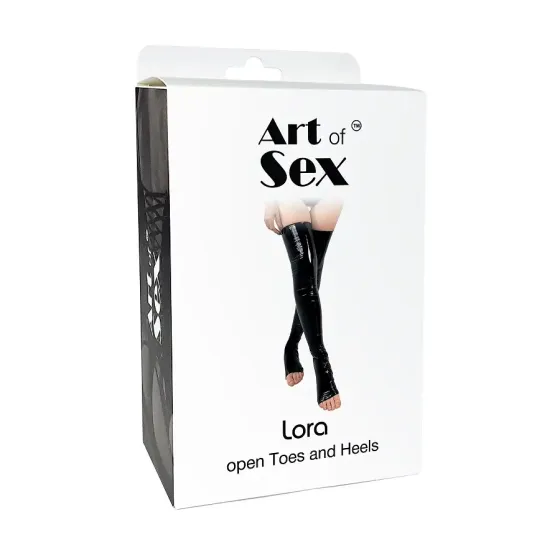 Панчохи Art of Sex - Lora з відкритими пальцями та п'ятою, розмір M, з ефектом голограми Львів