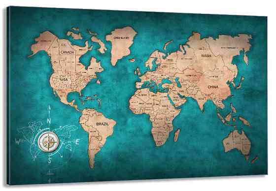 Картина полотно у вітальню / спальню   Мапа Світу    MLP_263 ( 60х30см ) 80x120 см Київ