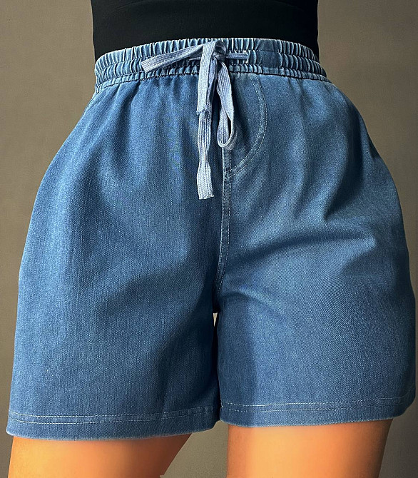 Шорты женские джинсовые Kenalin 460-4 тенсель тонкие короткие на резинке синие, синий, 2XL, 2XL, 90 см, 120 см Киев - изображение 1