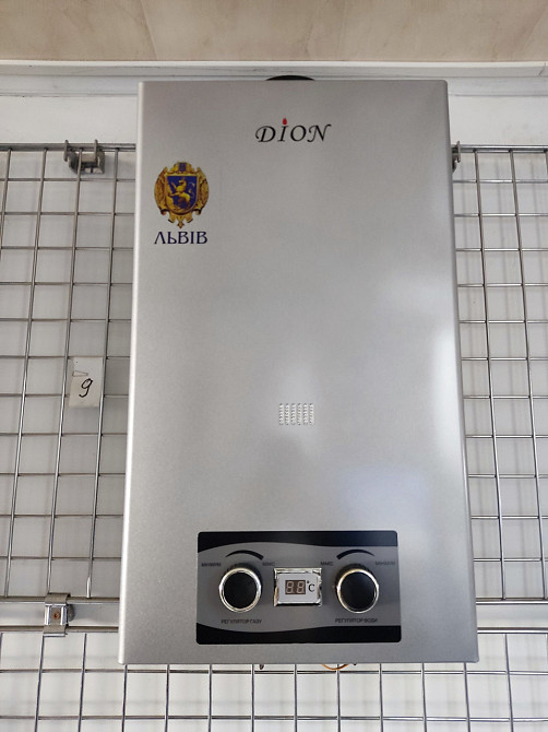 Газова колонка димохідна DION JSD 10 сіра проточний газовий водонагрівач 10 л/хв розпал від батарейок Тернопіль - фото 1