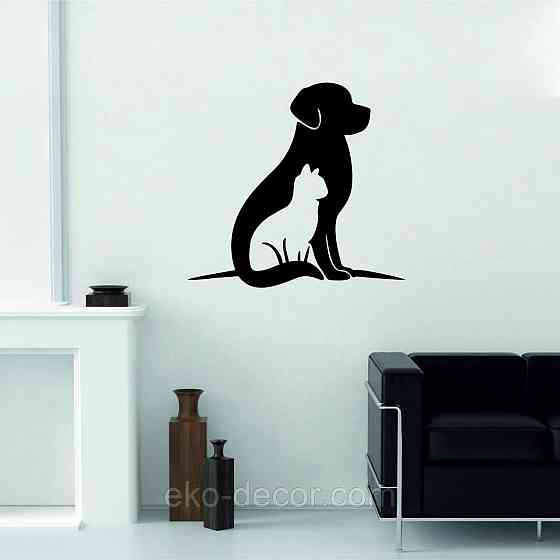 Декоративне настінне 3D Панно «Собака та кіт» Декор на стіну з об'ємом Київ