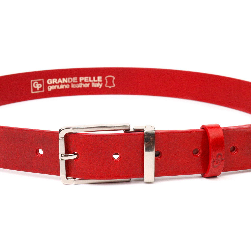 Качественный женский ремень из натуральной кожи Красный (GRANDE PELLE) Киев - изображение 10