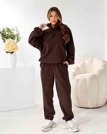 Жіночий стильний теплий флісовий костюм-двійка, двосторонній фліс. Шоколад, 42/46 Одеса