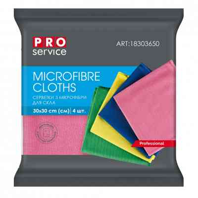 Салфетки для уборки PRO service Standard из микрофибры для стекла микс цветов 4 шт. (4823071641394) Винница