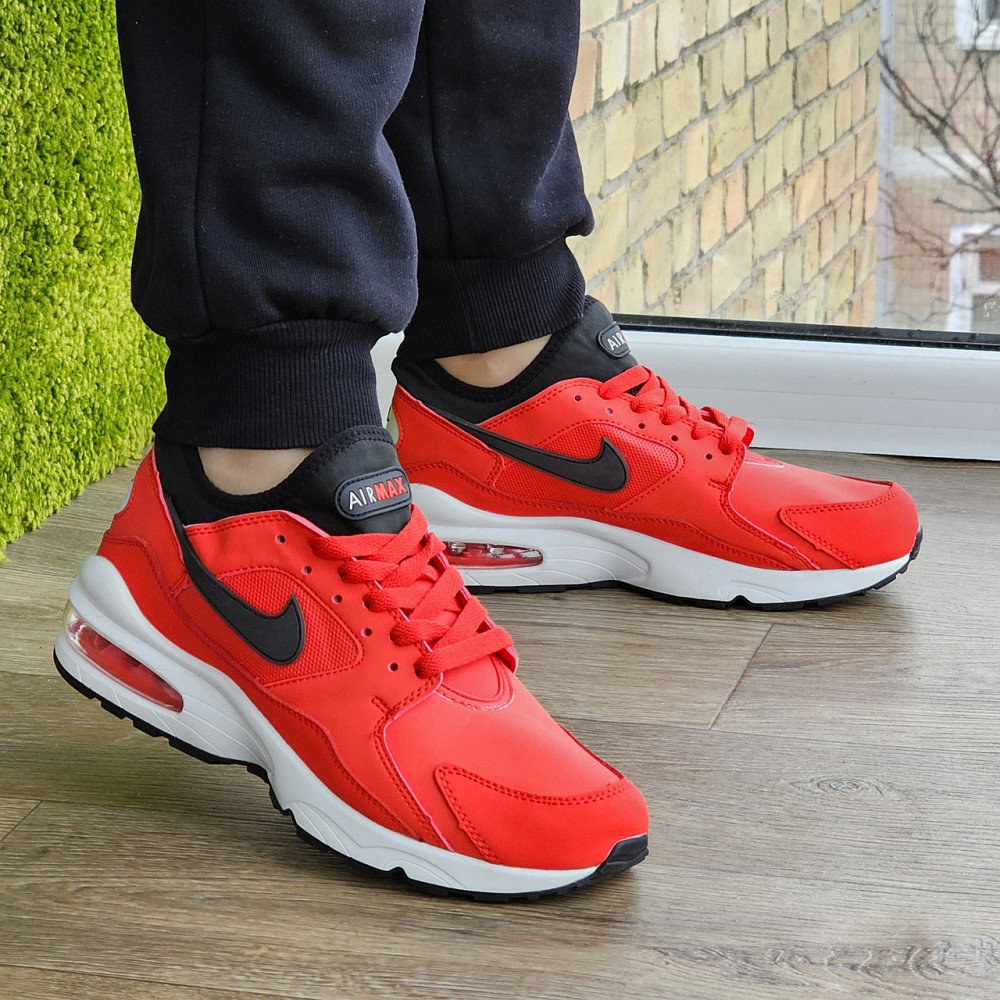 Чоловічі Червоні Кросівки Nike Air Max 93 Шкіряні Найк (розміри: 41,42,43,44,45) Відео Огляд Дніпро - фото 1