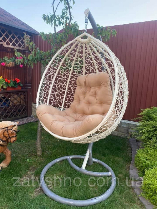 Крісло кокон із металу підвісний з накидкою Київ - фото 5