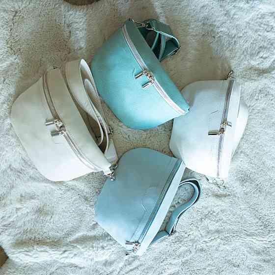 Жіноча шкіряна бананка, сумка з натуральної бежевої шкіри, стильна і гарна жіноча сумочкаMasterSem Київ