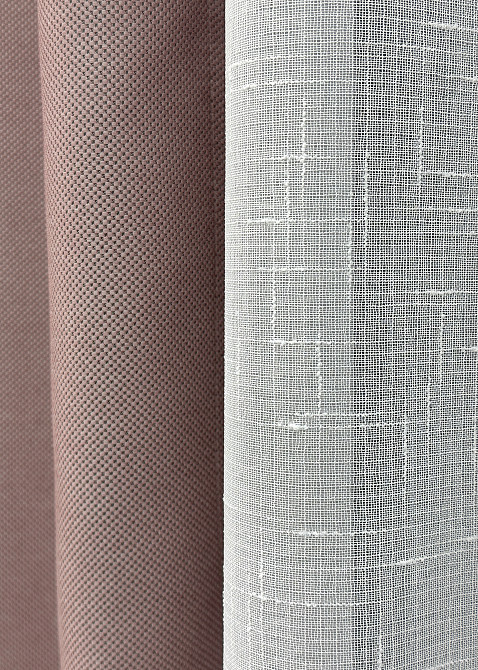 Комплект штор VR-Textil рогожка преміум TERRA LUXE 200х270 2шт і Тюль 600х270 1863ш-115т пудровий з білим 71-080/7 Київ - фото 6