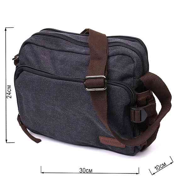 Чоловіча сумка месенджер із щільного текстилю Vintage 22204 Чорний Київ