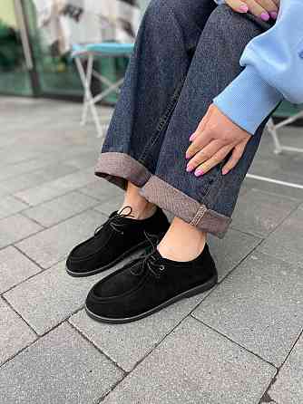 Arcoboletto Топсайдери жіночі на низькому ходу з натуральної замші на шнурівці чорні демісезонн Коломия