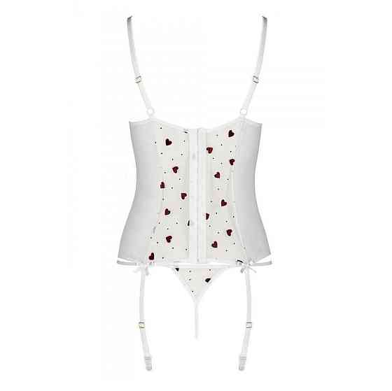 Корсет з підв'язками, стрінги Passion LOVELIA CORSET XXL/XXXL, white Sex Aura Київ