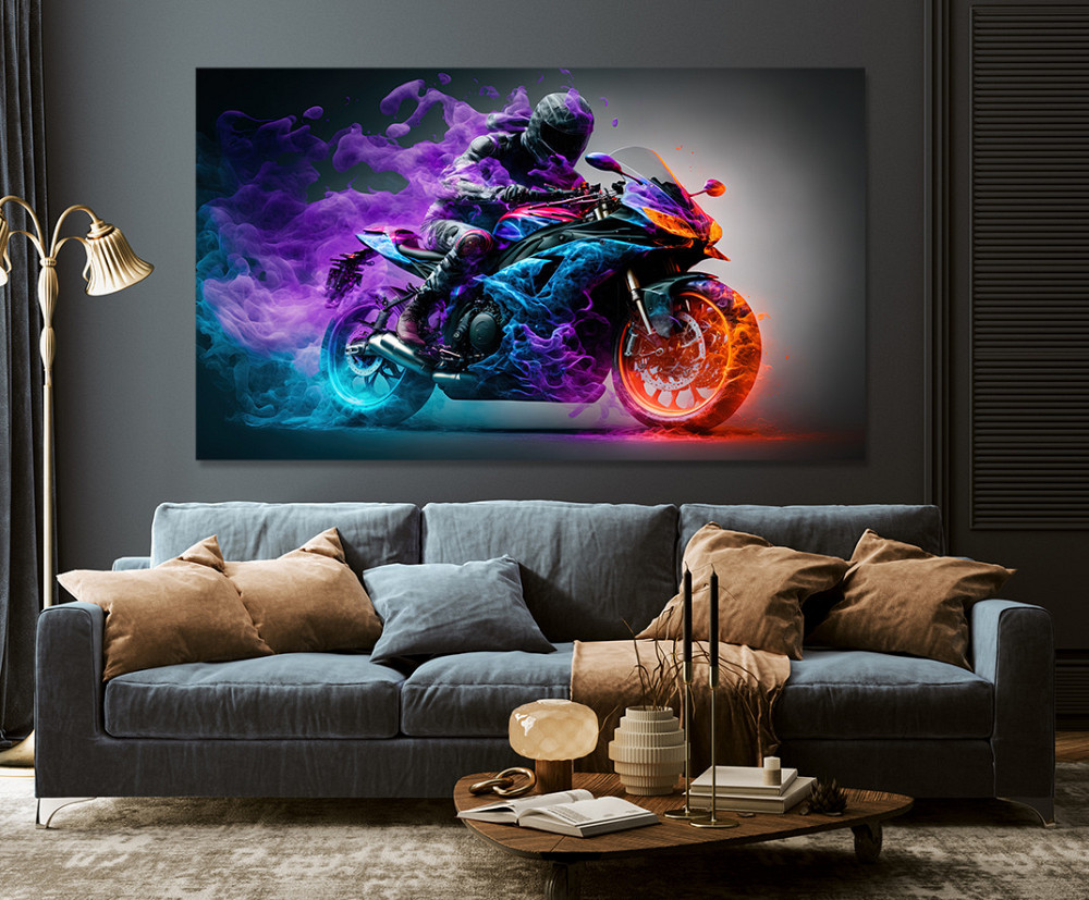 Картина холст в гостиную / спальню  Мотоцикл     MLP_56 40x80 см Киев - изображение 3