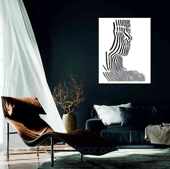 Декоративное настенное Панно «Силуэт женщины», Декор на стену 110*86 см, Белый Киев